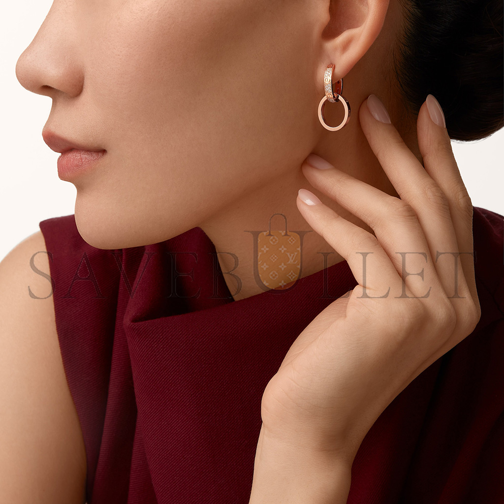 Ca*t*er love rose gold earrings, transformable, semi-paved n8515240